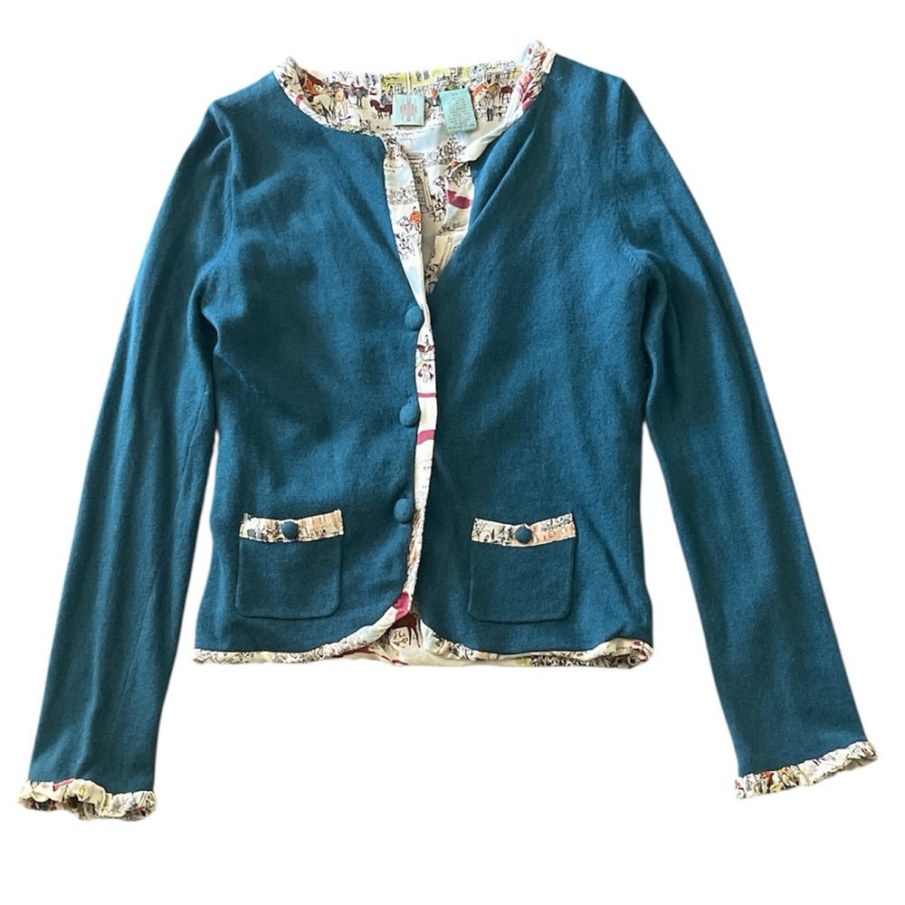 Anthropologie Teal Blue Button-Front Cardigan ASO Paris Gellar on Gilmore Girls